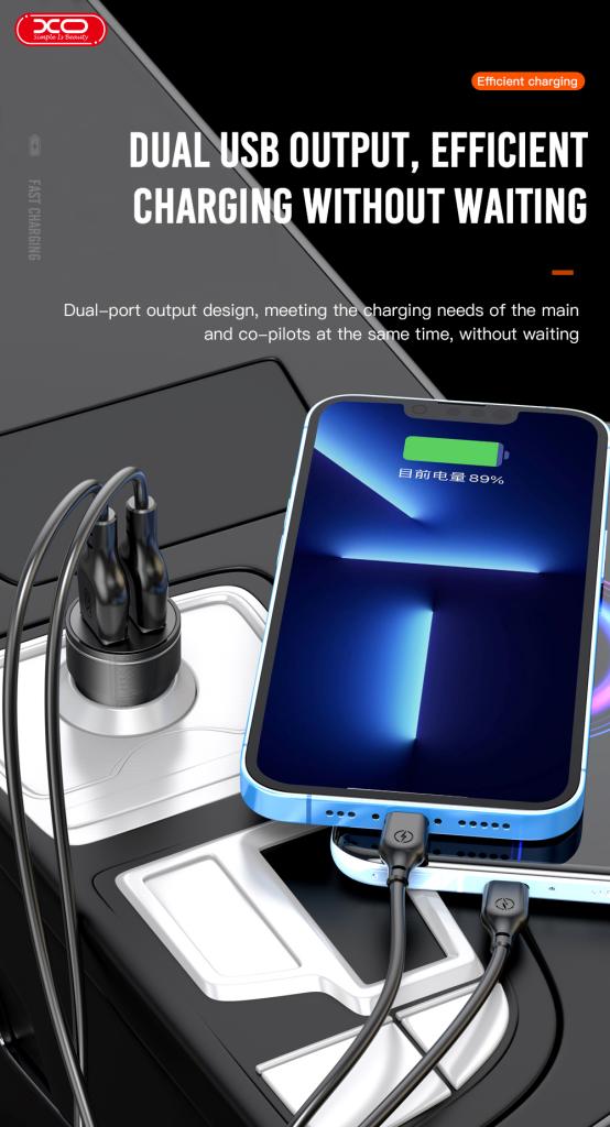 l_91_.jpg XO CC48 Smart Μεταλλικός Διπλός USB Universal Φορτιστής Αυτοκινήτου