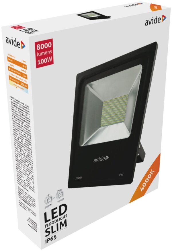 Avide LED Προβολέας Slim SMD 100W Λευκό 4000K