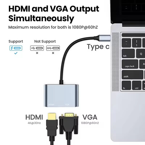 main-02gg.jpg Αντάπτορας 2 σε 1 Type-C σε HDTV VGA hub