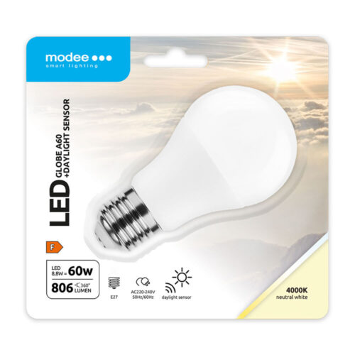 media-1679067448560.jpg Modee Σφαιρική Λάμπα Smart LED A60 με Αισθητήρα DL 8.8W E27 270° 4000K (806 lumen)
