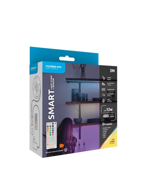 media-1706876488178.jpg Modee Smart Ταινία LED με Τηλεχειριστήριο & Αισθητήρα 12W IP20 2700K RGB 480lm 3m