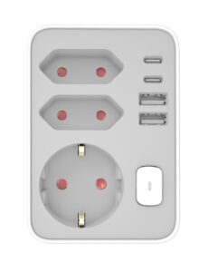 Technik Professional Πρίζα Επέκτασης 3 Θέσεων + 2 x USB-C + 2 x USB-A + Διακόπτης