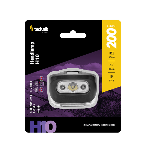 media-1709033465911.png Technik Φακός Κεφαλής H10 LED με Κόκκινο Φως 200lm (3xAAA)