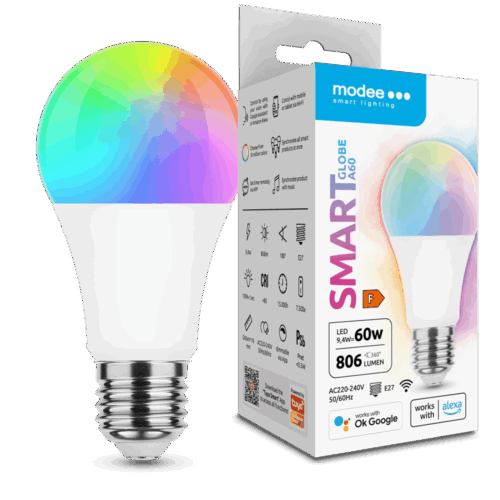 media-1709192946025.png Modee LED Smart Σφαιρική Λάμπα A60 9,4W E27 180° RGB 806lm με Tuya Wi-Fi