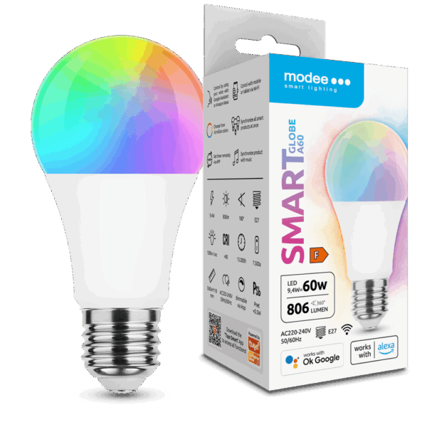 Modee LED Smart Σφαιρική Λάμπα A60 9,4W E27 180° RGB 806lm με Tuya Wi-Fi