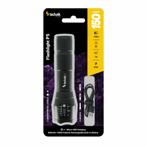media-1709214551898.png Technik Φακός P5 (+1x14500 800mAh) XPE LED με Καλώδιο Micro USB 150lm