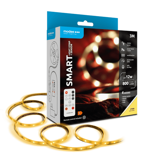media-1709727607393.png Modee Smart Ταινία LED 12W IP20 με Τηλεχειριστήριο & Αισθητήρα 2700K 800lm 3m