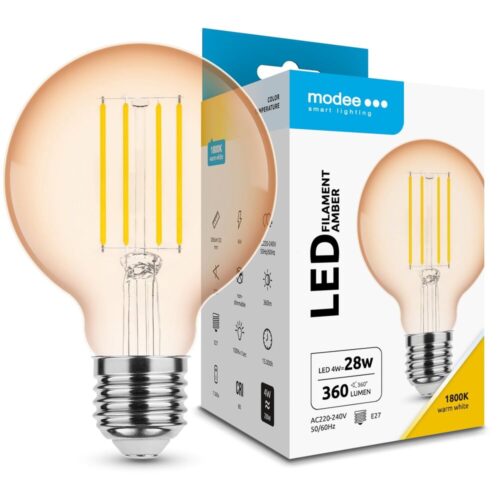 media-1710332120492.jpg Modee Lighting LED Σφαιρική Λάμπα Filament Amber G80 4W E27 320° 1800K (360 lumen)