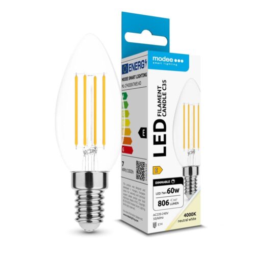 media-1710332867549.jpg Modee LED Λάμπα Filament Κερί C35 7W E14 4000K 806lm Dimmable ERP