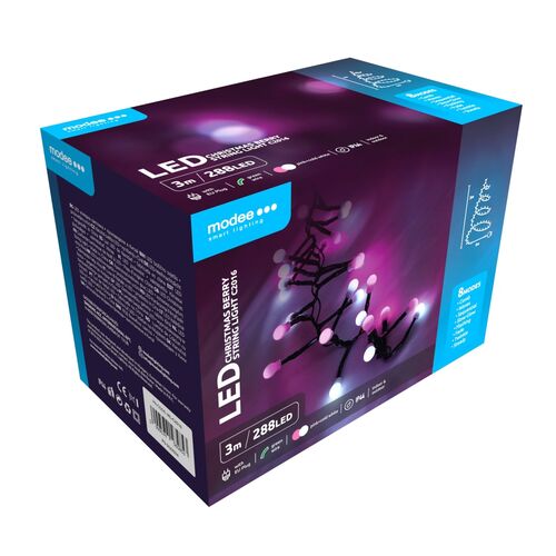 media-1715673762392.jpg Modee Χριστουγεννιάτικα Λαμπάκια LED Τύπου Berry με Τροφοδοτικό (288LED/3m) Πολύχρωμο