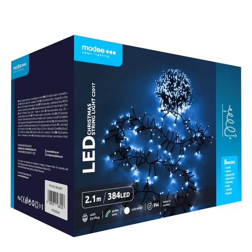 Modee Χριστουγεννιάτικα Φωτάκια LED με Τροφοδοτικό (384LED/2.1m) Ψυχρό Λευκό