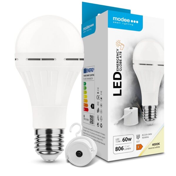 media-1723106256799_2_.jpg Modee Σφαιρική Λάμπα LED A78 Έκτακτης Ανάγκης 7,5W E27 180° 4000K 806lm