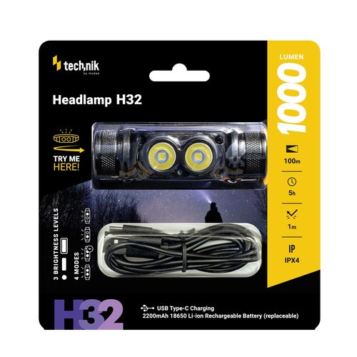 media-1725008074011.jpg Technik Φακός Κεφαλής H32 με Μπαταρία 1x18650 OSRAM P9 & USB-C 1000lm