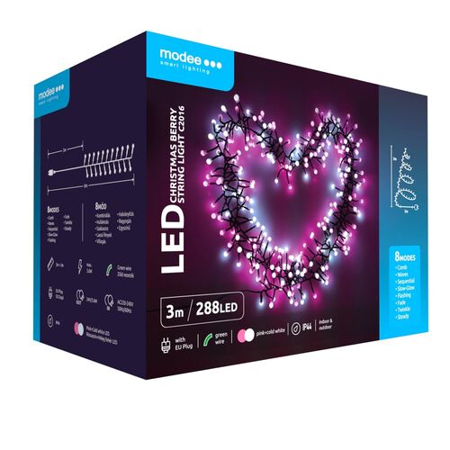 media-1728991583859.jpg Modee Χριστουγεννιάτικα Λαμπάκια LED Τύπου Berry με Τροφοδοτικό (288LED/3m) Πολύχρωμο