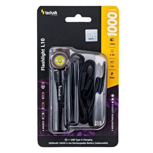 media-1732517789442.jpg Technik Φακός L10 με Μπαταρία 1x18650 2200mAh Osram P9 & Καλώδιο USB-C 1000lm
