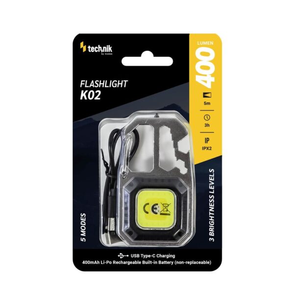 media-1736777782057.jpg Technik Φακός K02 COB LED Επαναφορτιζόμενος USB-C με Ενσωματομένη Μπαταρία 400lm
