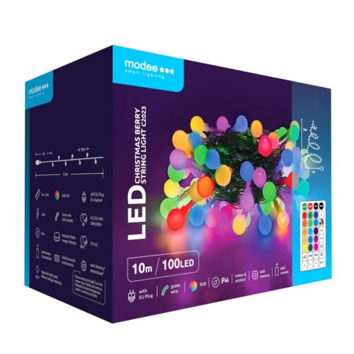media-1747302926087_1.jpg Modee Χριστουγεννιάτικα Λαμπάκια LED Τύπου Berry με Βύσμα & Τηλεχειριστήριο (100LED/10m/10cm) RGB
