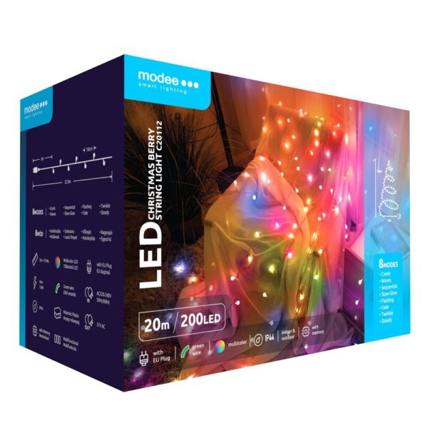 media-1747305478228.jpg Modee Χριστουγεννιάτικα Λαμπάκια LED Τύπου Berry με Βύσμα (200LED/20m/10cm) Πολύχρωμα