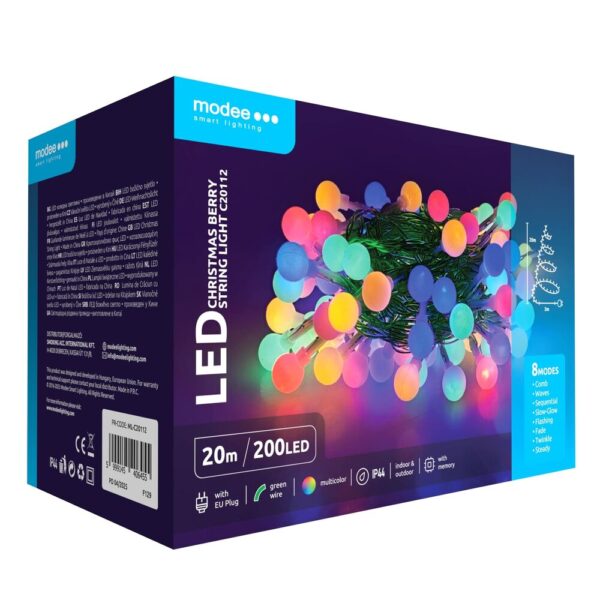 media-1747305479868.jpg Modee Χριστουγεννιάτικα Λαμπάκια LED Τύπου Berry με Βύσμα (200LED/20m/10cm) Πολύχρωμα