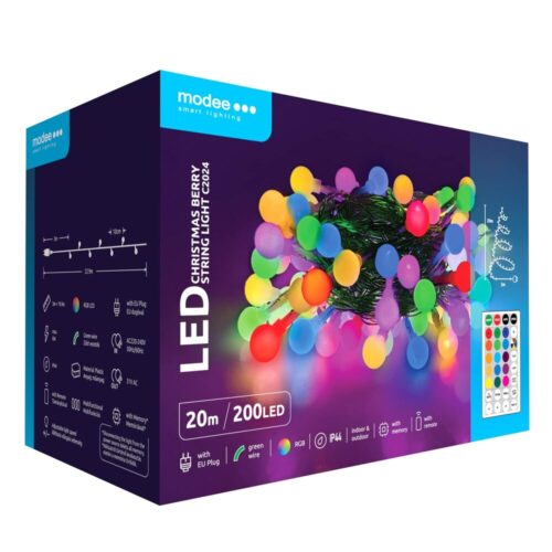 media-1747307550020_1.jpg Modee Χριστουγεννιάτικα Λαμπάκια LED Τύπου Berry με Βύσμα & Τηλεχειριστήριο (200LED/20m/10cm) RGB