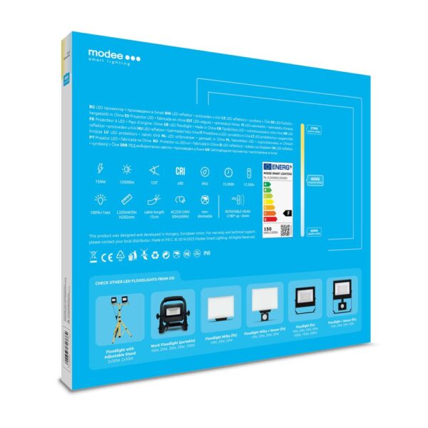 Modee Lighting Προβολέας LED E-series Slim 150W 120° 4000K 12000lm ERP