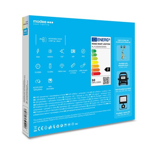 Modee Lighting LED Προβολέας E-series Slim 50W 120° 6000K 4000lm ERP