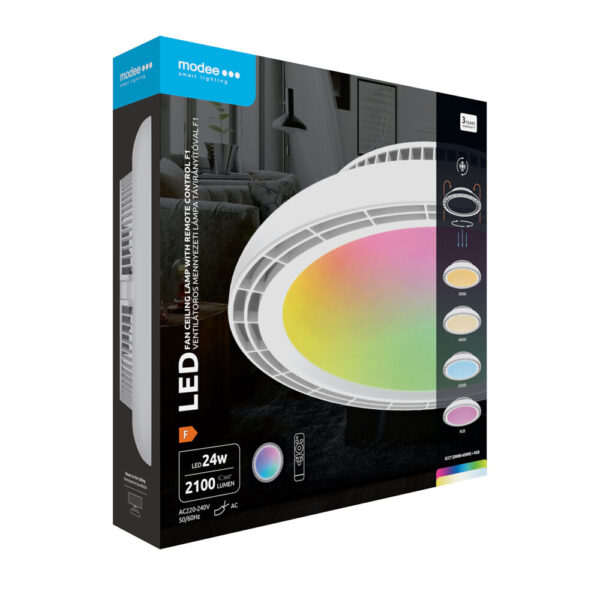 Modee Ανεμιστήρας Οροφής LED 24W RGB 3CCT με Τηλεχειριστήριο