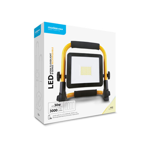 Modee Επαγγελματικός Προβολέας LED Εργασίας 30W 120° 4000K 8800mAh