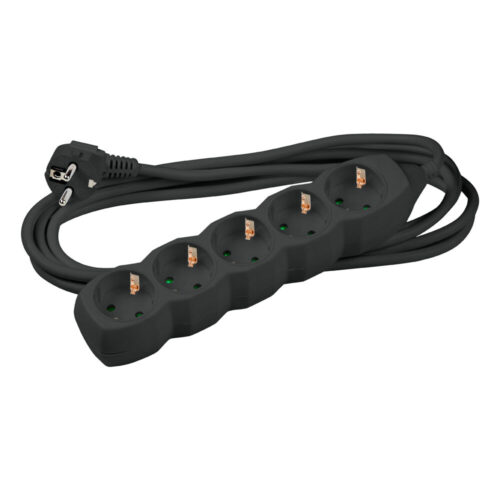 Technik Πολύπριζο 5 Θέσεων με 1.5 mm² Καλώδιο Χαλκού 16A Μαύρο 1.5m
