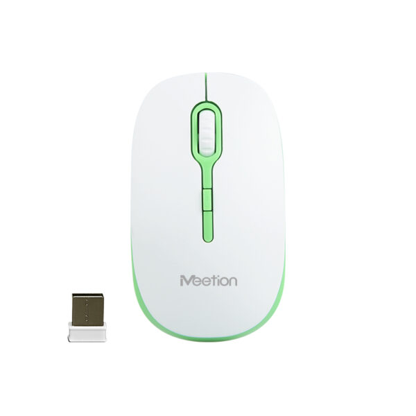 Meetion MT-R547 Ασύρματο Ποντίκι 2.4G Άσπρο & Πράσινο