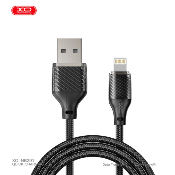 nb291-usb-atoip.jpg XO NB291 Καλώδιο Φόρτισης & Μεταφοράς Δεδομένων Lightning Braided 6A Μαύρο