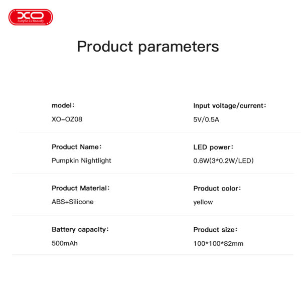 oz08_.jpg XO OZ08 Κολοκύθα Φωτιστικό Σιλικόνης 500mAh