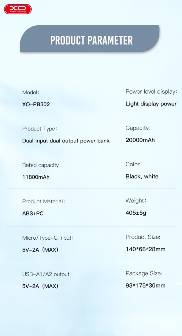pb301302__08_1.jpg XO PB302 Light Display Power Bank 20000mAh Μαύρο