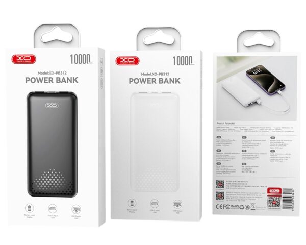 XO PB312 Powerbank 10.000mAh Μαύρο