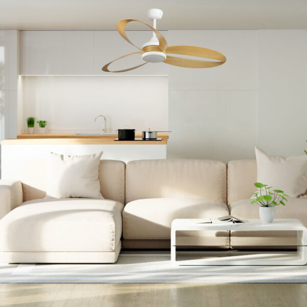 Ανεμιστήρας Οροφής PRCF-80653 PRIMO 52'' 132εκ. DC Με Τηλεχειριστήριο 1 Φως LED 3Φτερά Λευκός με ξύλινα φτερά