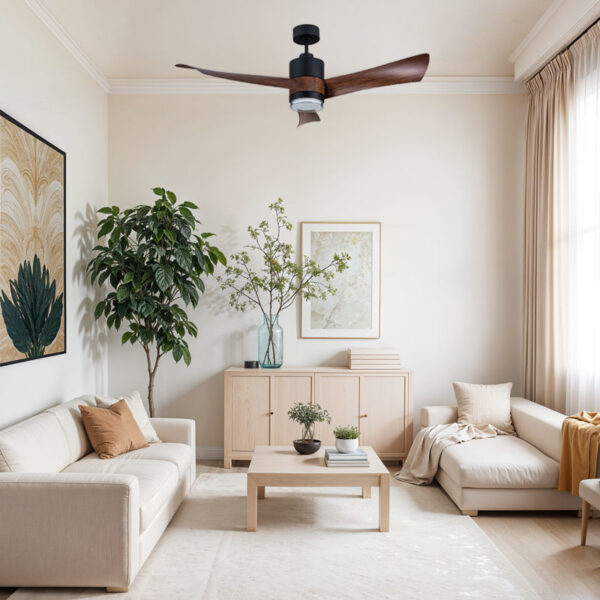 Ανεμιστήρας Οροφής PRCF-80663 PRIMO 54'' 137εκ. DC Με Τηλεχειριστήριο 1 Φως LED Μαύρος με 3 καφέ φτερά