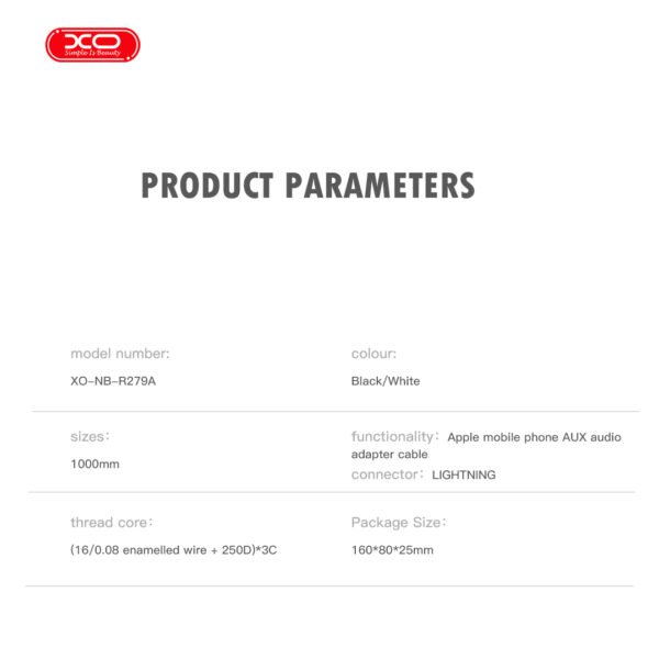 r279a_1.jpg XO NB-R279A IP σε 3.5 Καλώδιο Ήχου Λευκό
