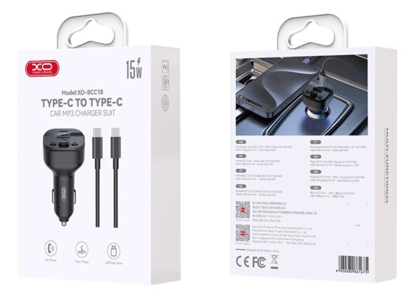 r3hujvu-photoroom.jpg XO BCC18 Smart Bluetooth MP3 Charger Car 3A + Type-C Σετ