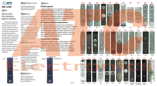 ATC Τηλεχειριστήριο Universal για Vestel Smart L 1385