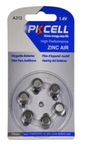Pkcell 1.4V Zinc Air Μπαταρία Ακουστικών Βαρηκοΐας A312 6τμχ