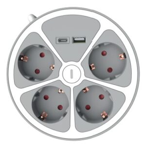 Technik Στρογγυλό Πολύπριζο 4 Θέσεων 1,4m Καλώδιο + USB-A + USB-C 16A