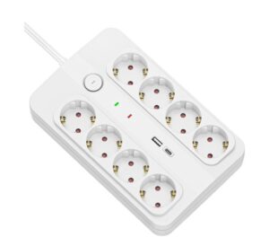 Technik Πολύπριζο 8 Θέσεων 1,5m (1,5mm2) + USB-A-C+ Surge + Διακόπτης 16A