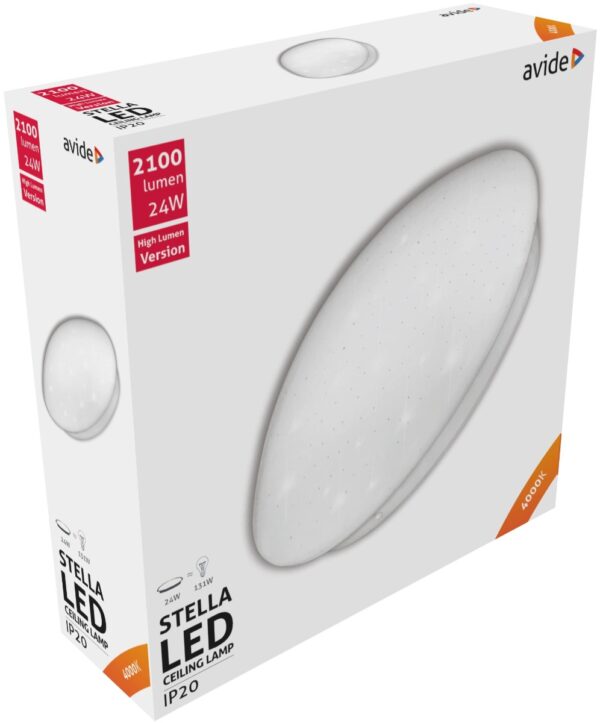 slci.jpg Avide LED Μοντέρνα Πλαφονιέρα Οροφής Stella (Starry) 24W 380*110.0mm Λευκό 4000K