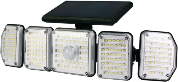 solar1.jpg Entac Ηλιακός Προβολέας Τοίχου 2.5W SMD CCT 5 Κεφαλές Φωτοκύτταρο και Τηλεχειριστήριο