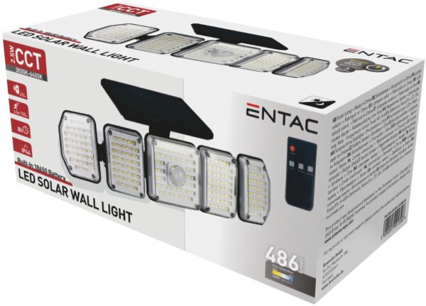 solar2_2_.jpg Entac Ηλιακός Προβολέας Τοίχου 2.5W SMD CCT 5 Κεφαλές Φωτοκύτταρο και Τηλεχειριστήριο