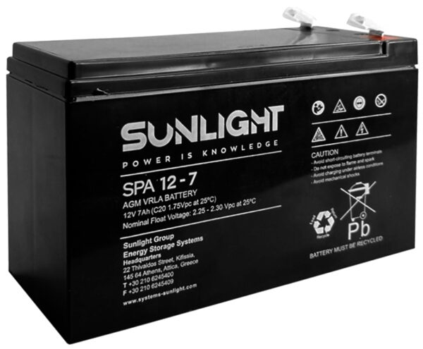 Sunlight Μολύβδου 12V 7A (6.4mm) για UPS(F2)