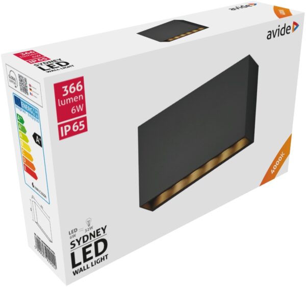 Avide Εξωτερικό Φωτιστικό Τοίχου Sydney LED 6W Λευκό 4000K IP65 20cm