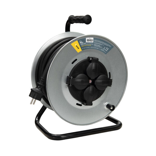 technik_reel.jpg Technik Στροφείο 4 Θέσεων 2,5mm2 H07RN-F Ατσάλινο IP44 16A 40m