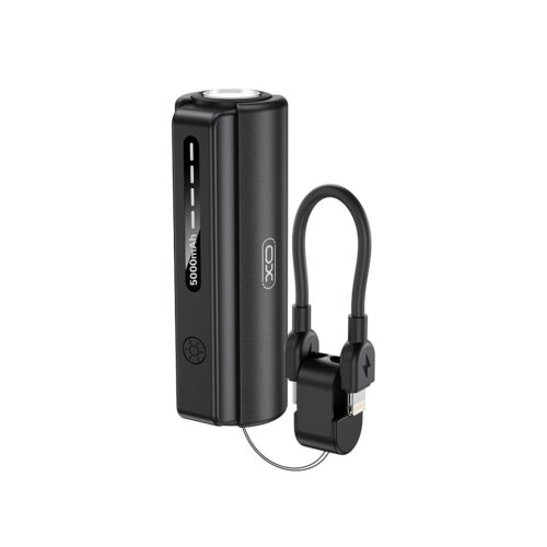 XO PR281 Mini Powerbank 5000mAh με Ενσωματωμένο Φακό και Καλώδιο Φόρτισης iP