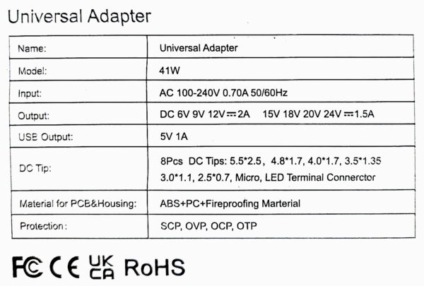 ATC Τροφοδοτικό 41W Switching με 8 κεφαλές 6V-24V